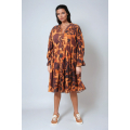 Robe midi boutonnée en imprimé
