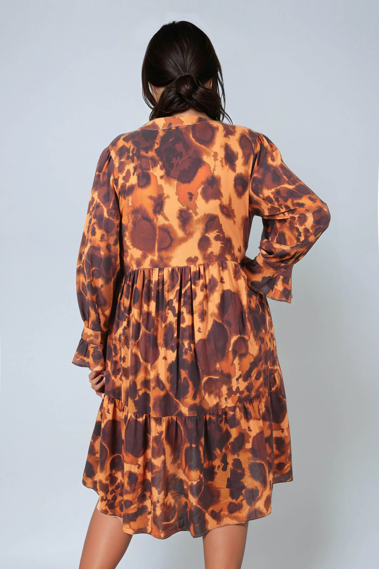 Robe midi boutonnée en imprimé