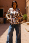 Quilted kimono jacket in print with a base