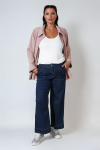 Raw flared jeans