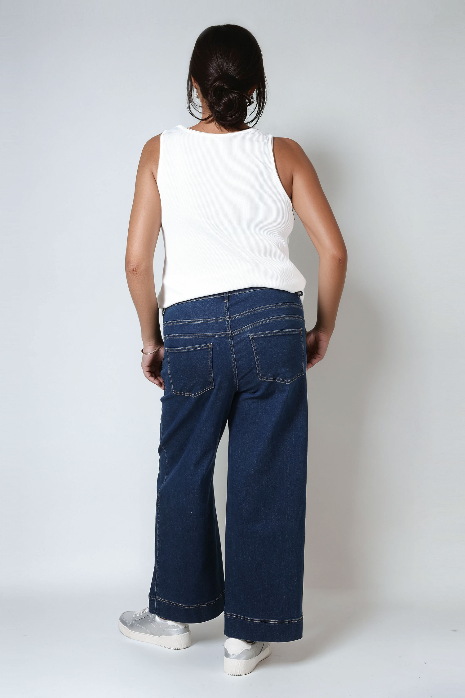 Raw flared jeans
