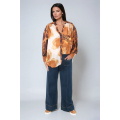 Fusion duck blouse in viscose voile with coordinated floral prints