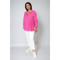 Viscose trapeze shirt with polka dot and flower patch 