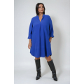Robe droite unie avec poignet cloutés crêpe haut de gamme 