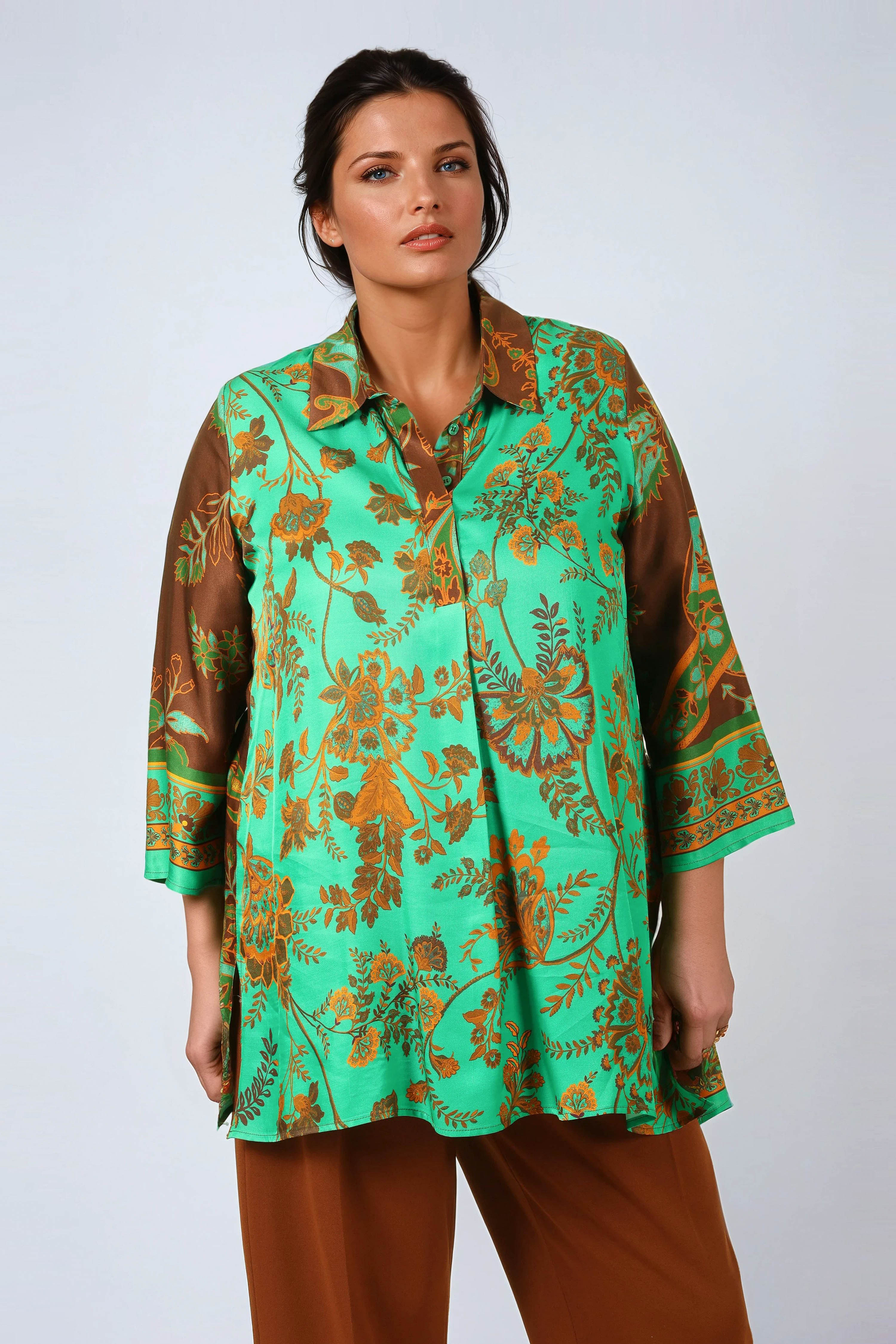 Emerald and sienna patchwork tunic