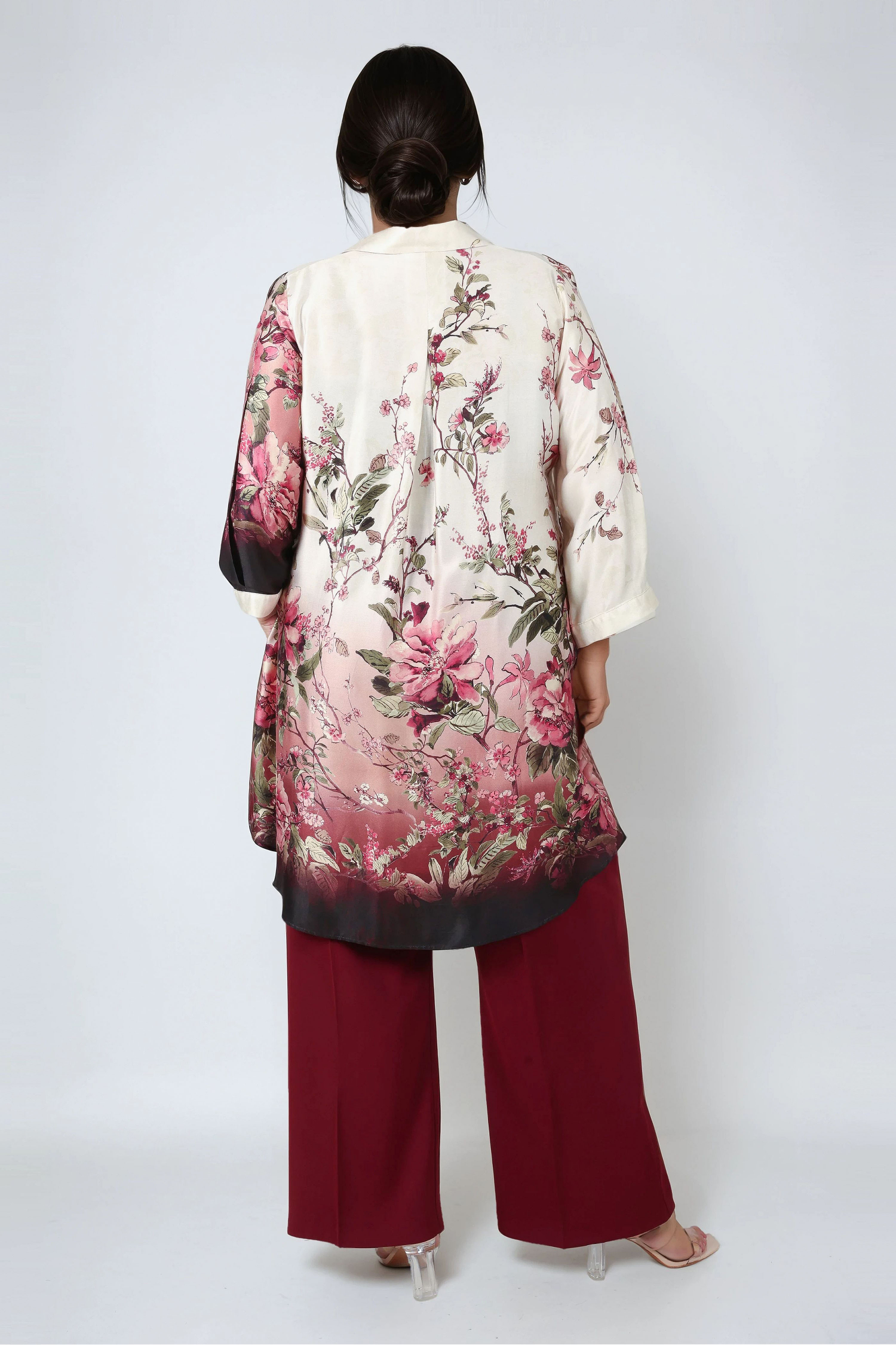 Long printed shirt with Japanese effect