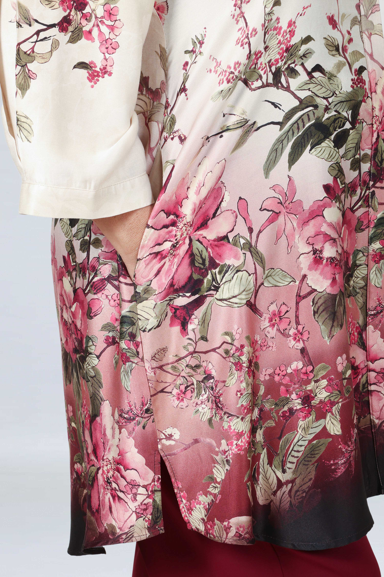 Long printed shirt with Japanese effect