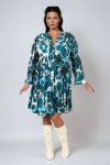 Printed button-up midi dress