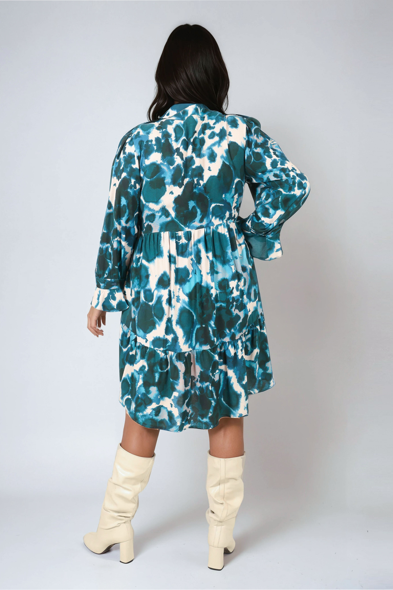 Printed button-up midi dress