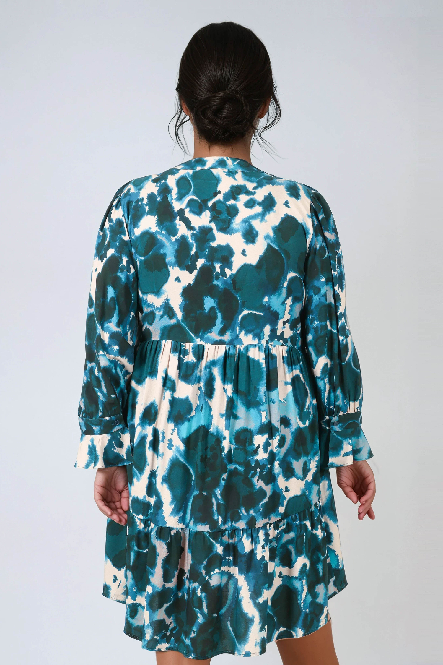 Printed button-up midi dress