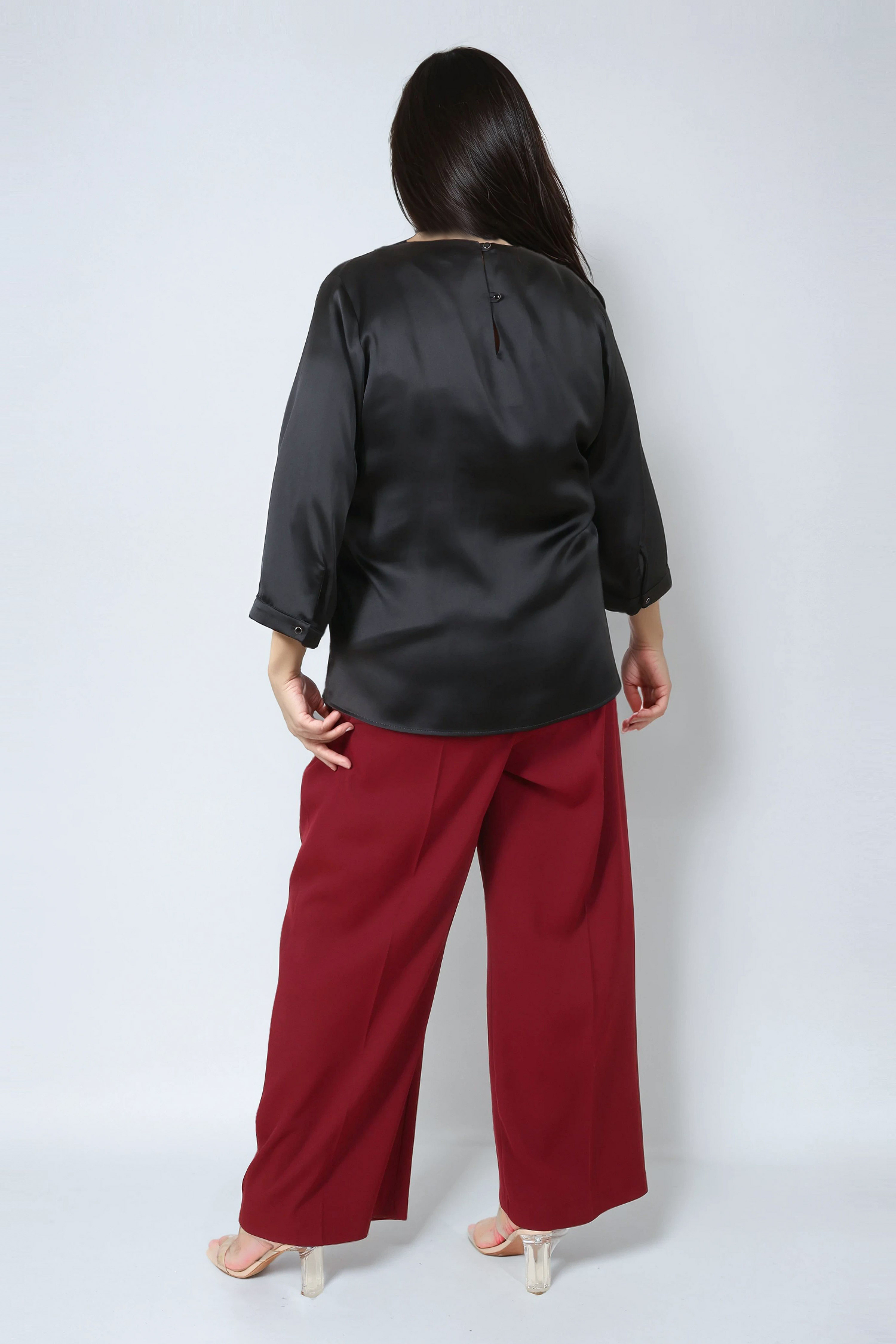 Plain tailored trousers with elasticated waist