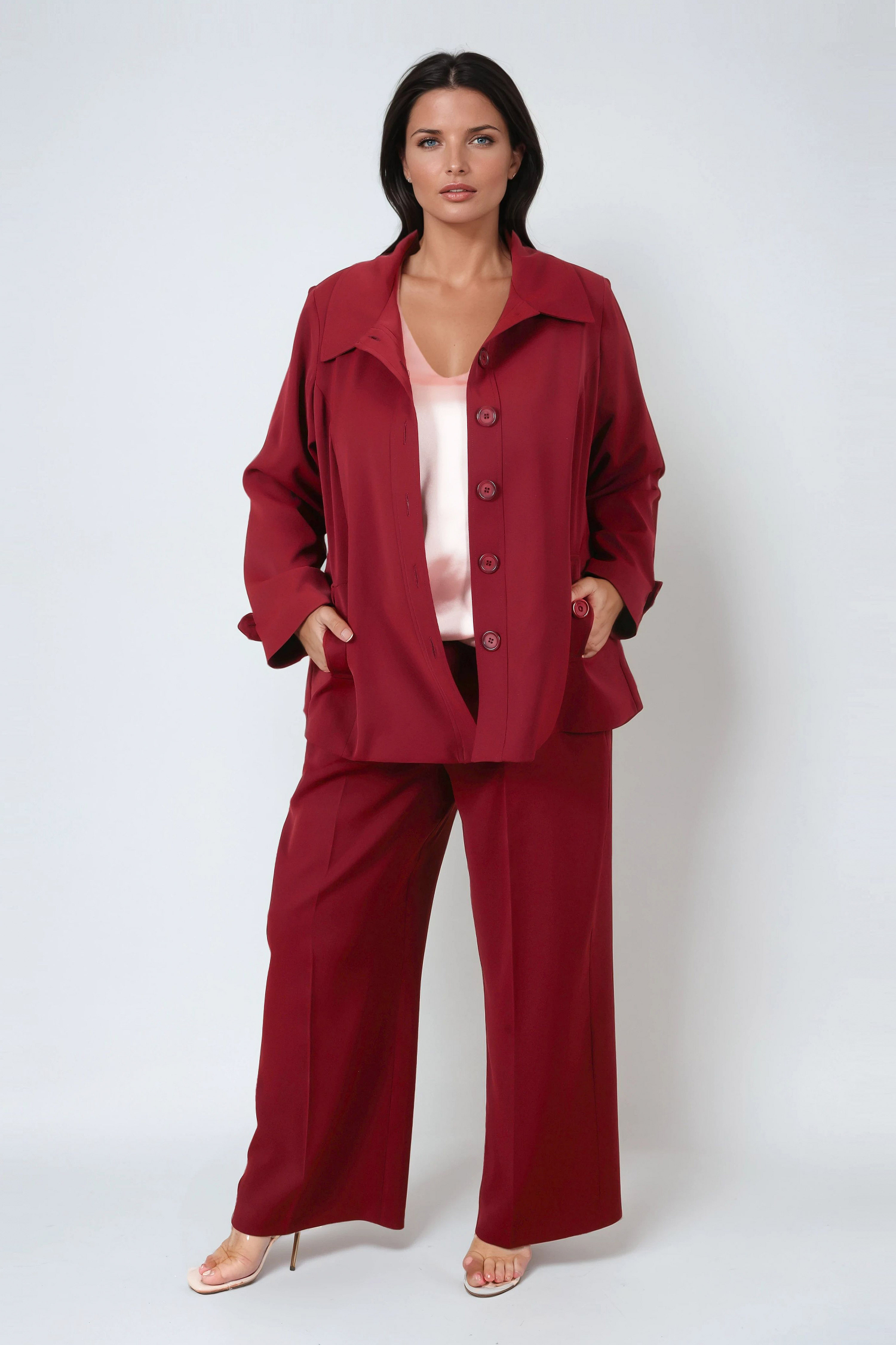 Fluid jacket in stretch and supple fabric 