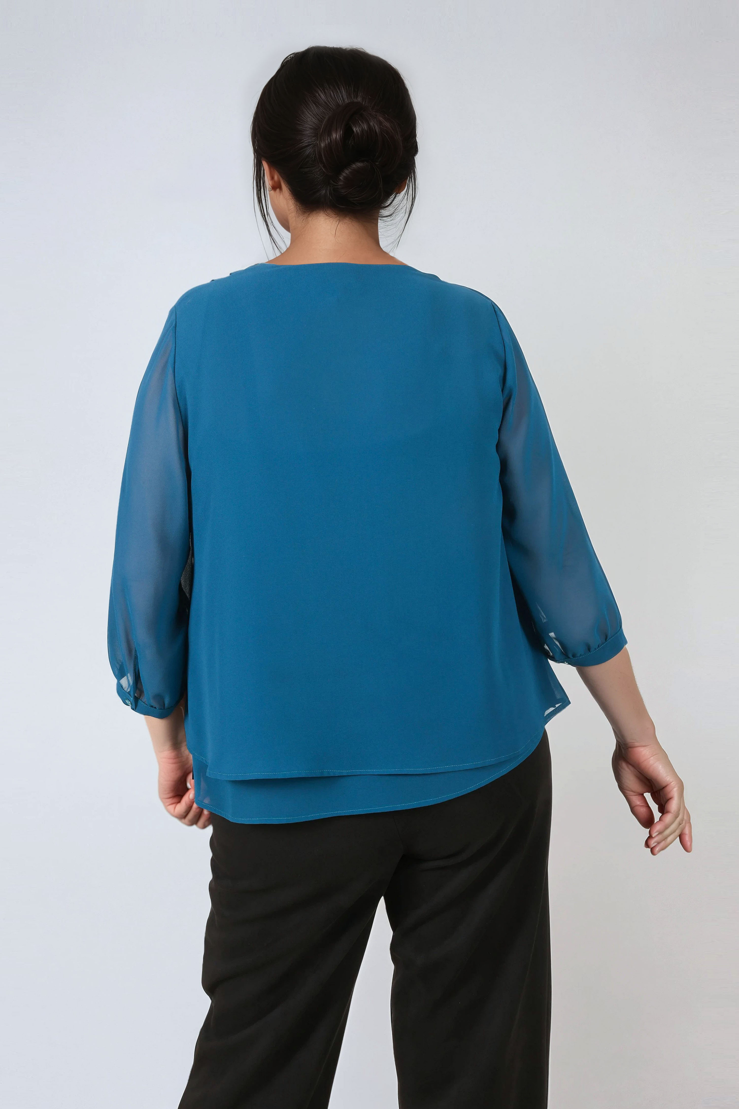 Blouse superposée en crêpe Georgette 