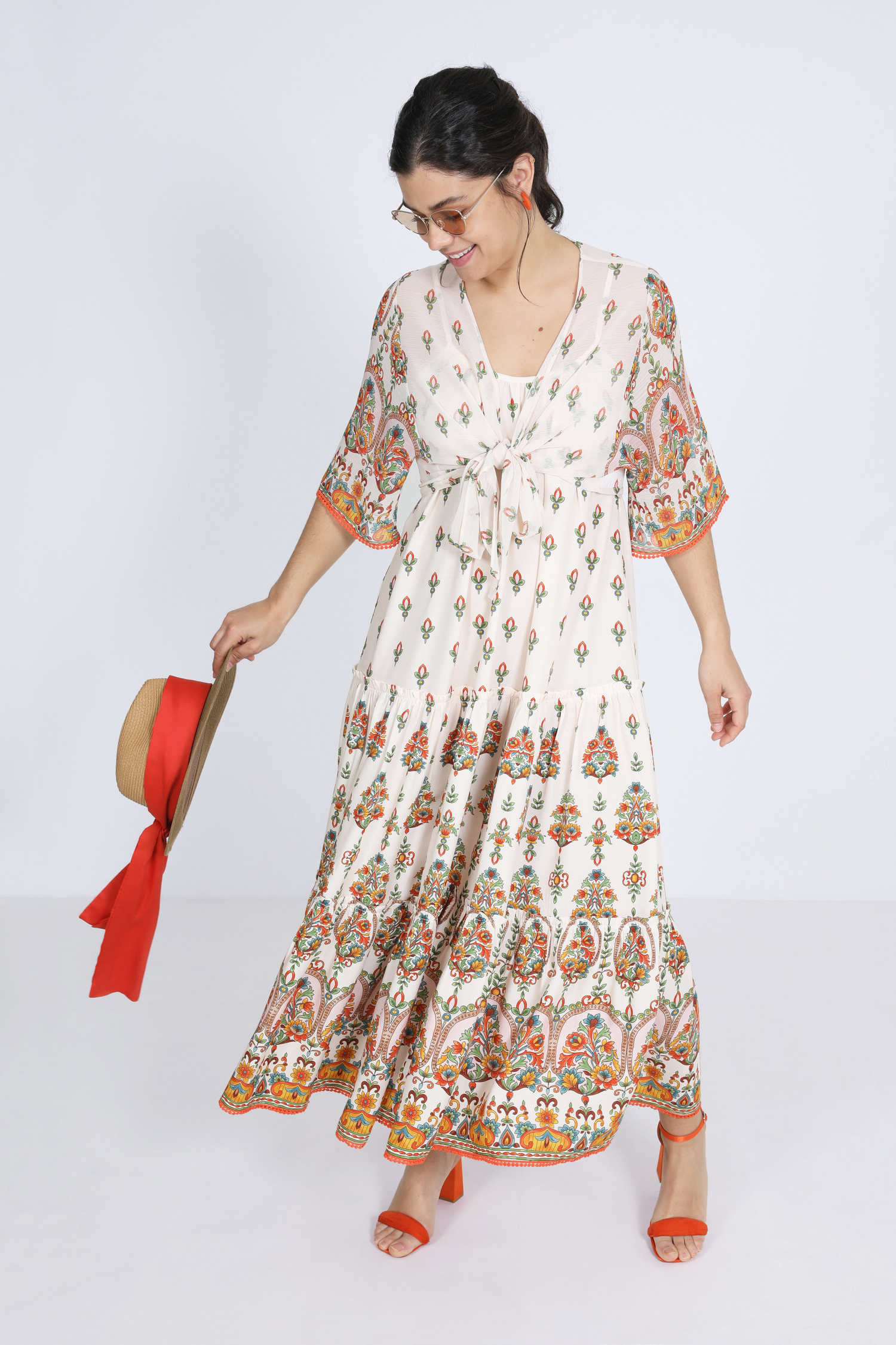 Printed voile bolero