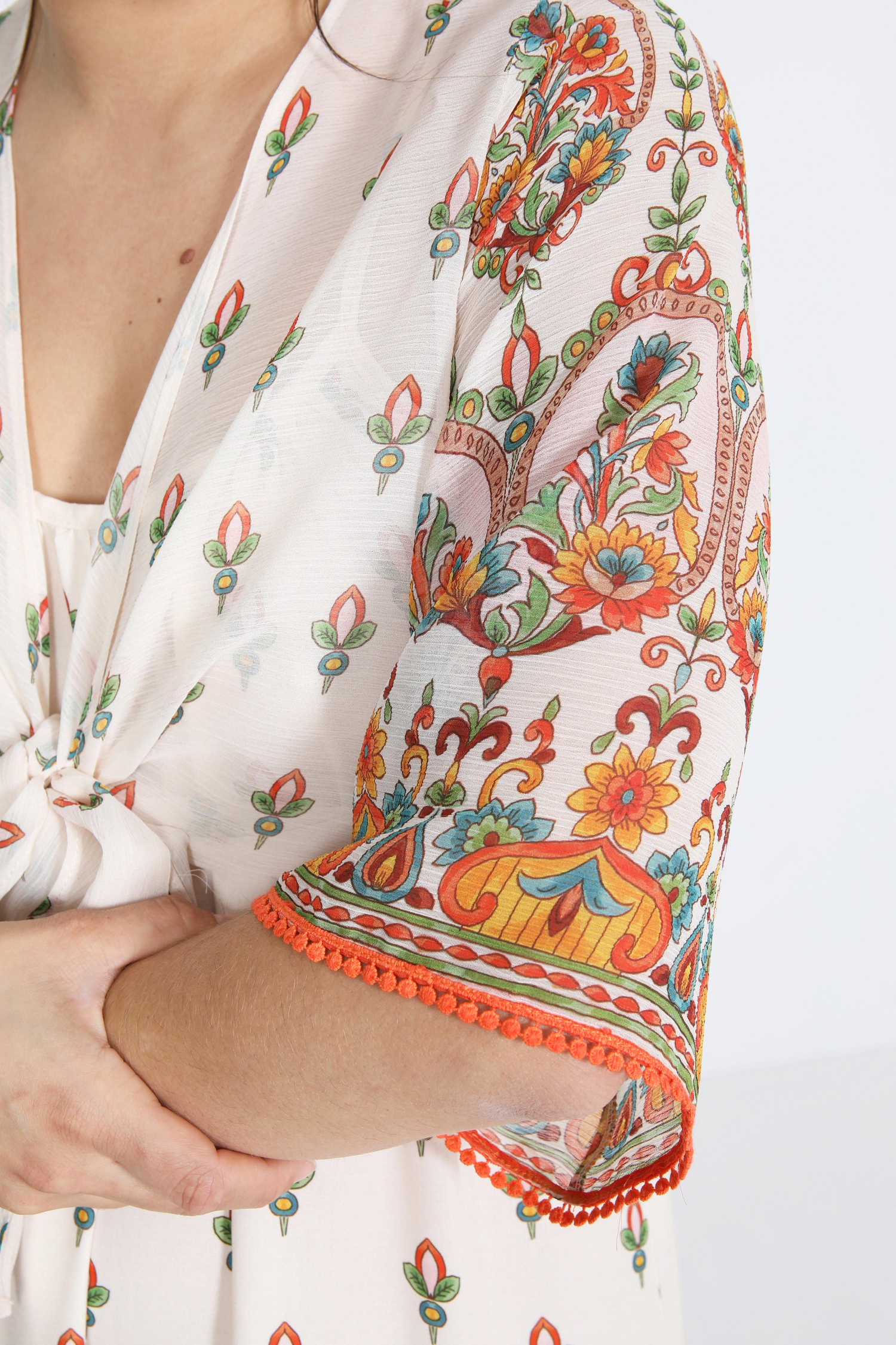 Printed voile bolero