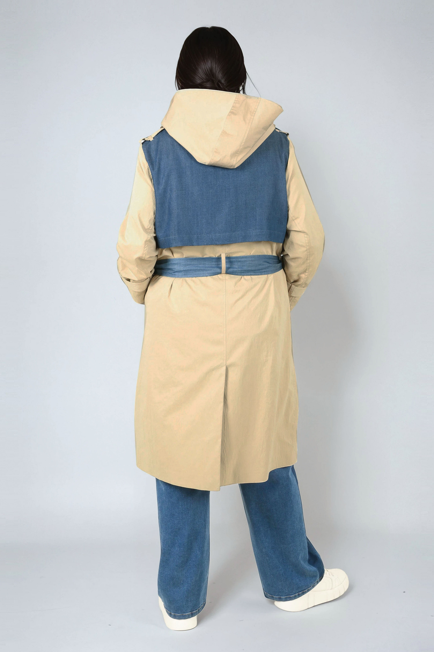 Two-material trench coat