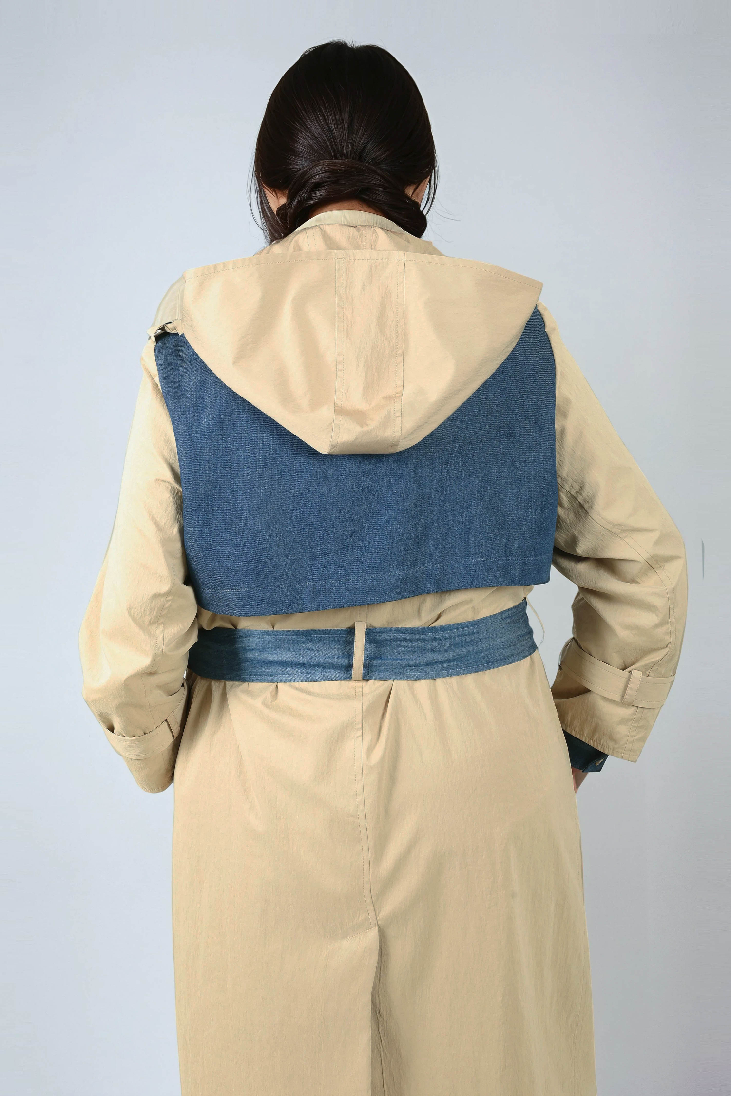 Two-material trench coat