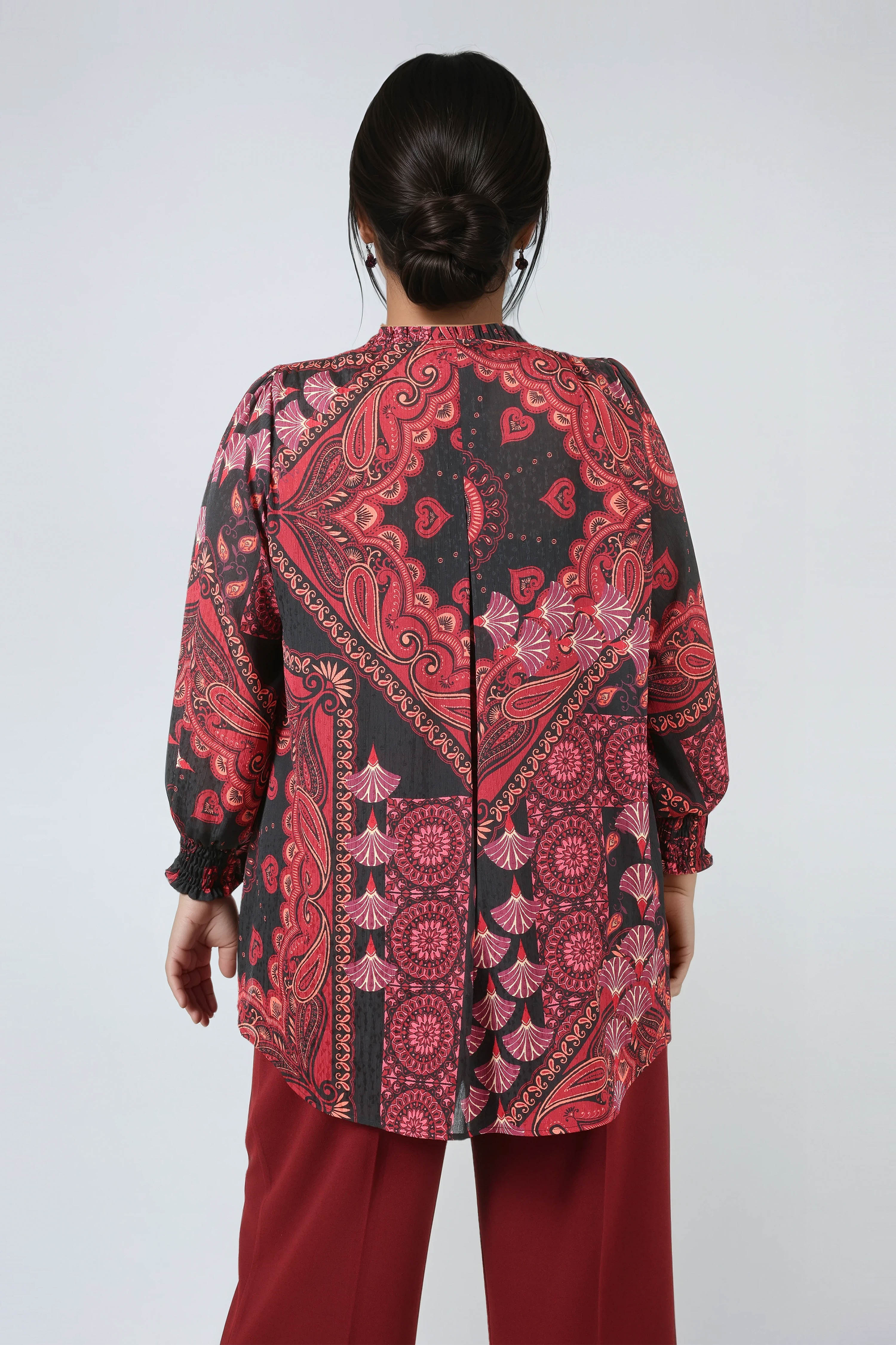 Bohemian blouse in jacquard voile
