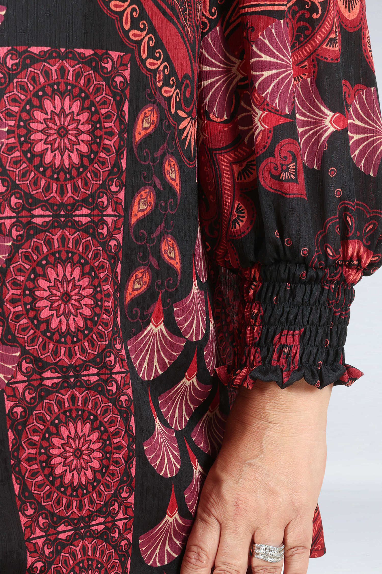 Bohemian blouse in jacquard voile