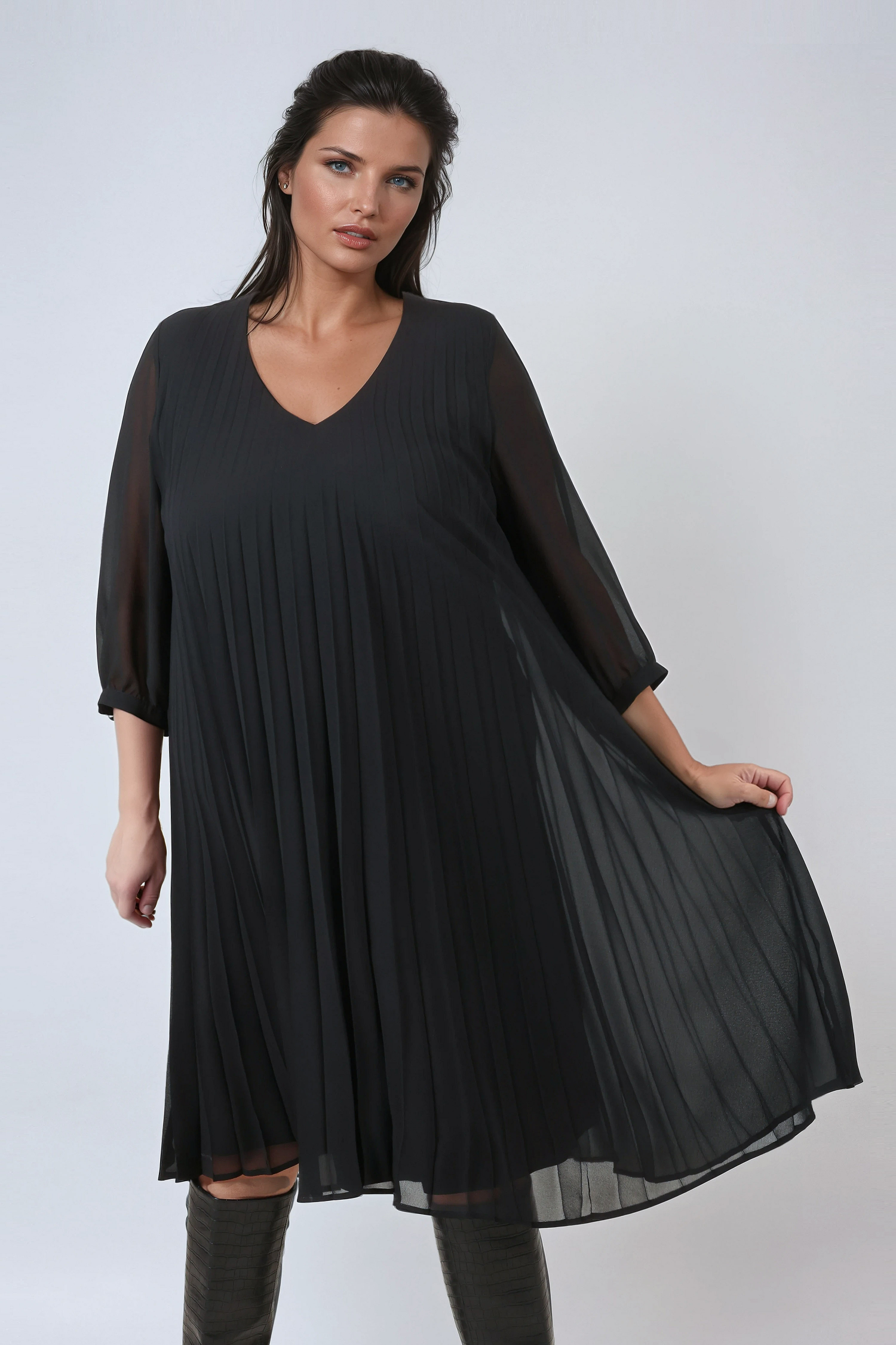Robe midi plissée aérienne 