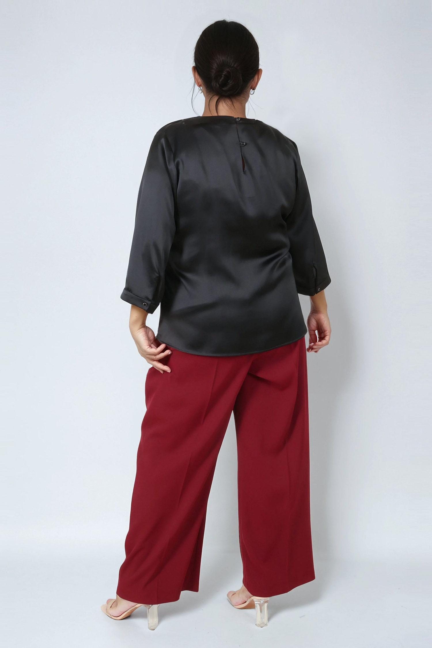 Blouse en satin uni