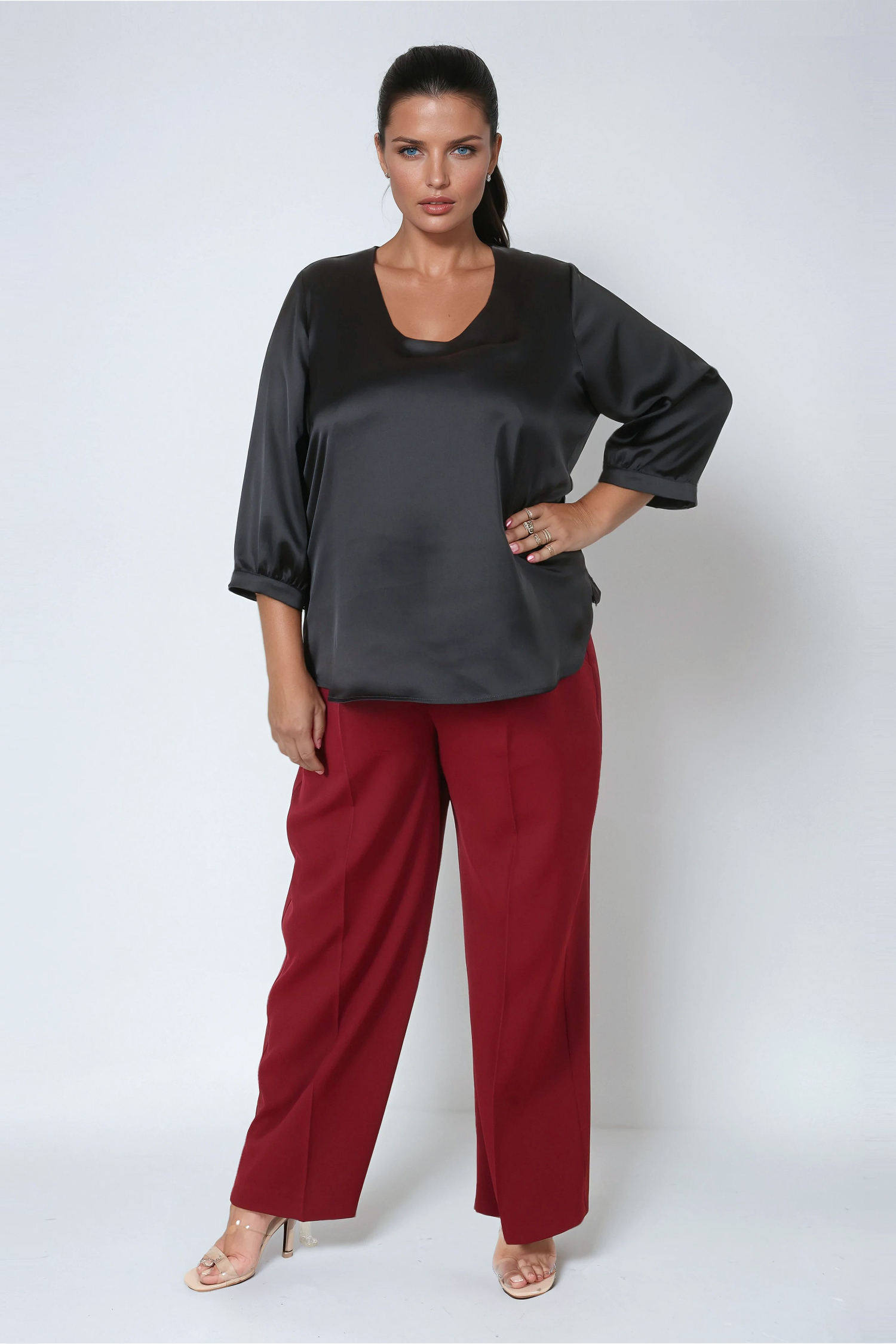 Blouse en satin uni